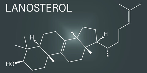 Poster - Lanosterol molecule. Investigated for treatment of cataract. Skeletal formula.