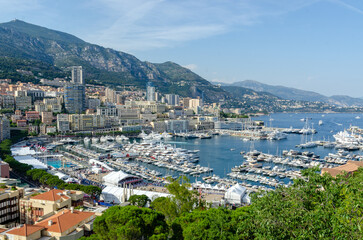 Wall Mural - The beautiful Monaco city with all the buildings and the ships in the sea.