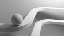 Sphere Rolling On Curved Lane With Soft Shadows, 3d