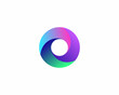 Abstract bright gradient circle vector logotype. Creative 3d ring, letter O, zero icon symbol logo design.