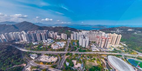 Fototapete - Panorama cityscape of Hong Kong city 2022