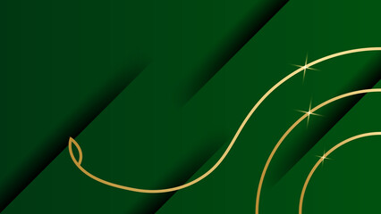 Abstract green and gold background with gold threads