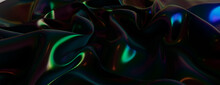 Colorful Liquid With Undulations And Swirls. Dark Luxury Background.