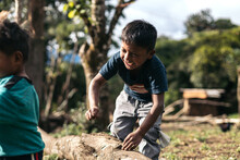 Native Little Boy From Panama Playing And Running