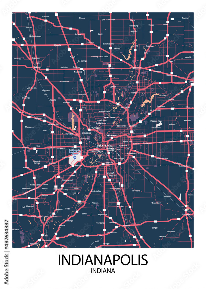 Poster Indianapolis Indiana map - 1000 F 497634387 UK8OCUXSdTNQrQix0E5rq9zWlxxyFjP6