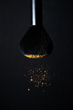 Make Up Brushes With Golden Face Powder