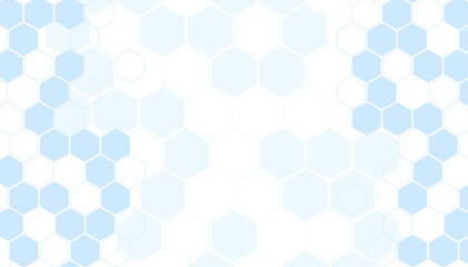 Poster - Blue and white abstract technology background with hexagons.