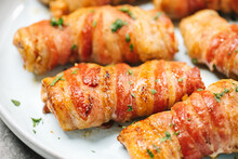 Close-up bacon wrapped Chicken