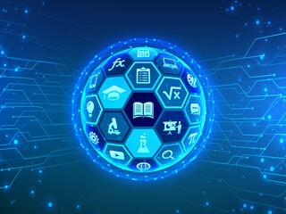 Poster - 2d illustration technology  earth background 