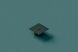 © Giada Canu/Stocksy - black Graduation cap on a elegant blue background.