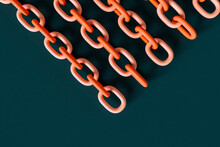 Top-down View Of Pink Chains. 3d Render.