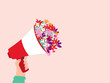 © Gemma can fly/Stocksy - Megaphone with flowers calling for spring illustration