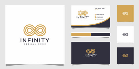 Wall Mural - infinity loop with line art style symbol and business card