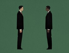 Two Businessmen Standing Face To Face Illustration