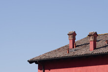 Red Cottage Roof In Italy