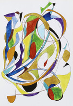 A Calligraphic Abstract Painting; Ink With Watercolor.
