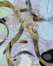 An Abstract Collage; Curved Collaged Shapes.