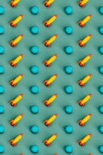 Pattern Of Space Shuttles And Space Rock On Green Background