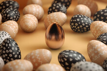 Easter Eggs Surrounding Golden Egg