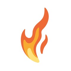 Poster - Fire with burning tongues symbol. Hot flame icon. Abstract fiery sign. Blaze pictogram. Heat caution, warning flammable logotype. Colored flat vector illustration isolated on white background
