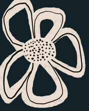 Minimal Flower Drawing Against A Navy Background