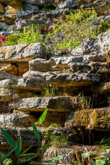 Closeup of stone mountain shale in outdoor park