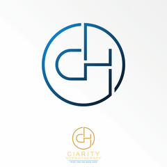 Poster - letter or word CH sans serif line font in circle image graphic icon logo design abstract concept vector stock. Can be used as a symbol related to initial or monogram