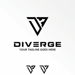 Poster - Letter or word D font in triangle line with arrow inside image graphic icon logo design abstract concept vector stock. Can be used as symbol related to monogram or initial