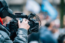 Making News, Media Cameraman At A Public Protest