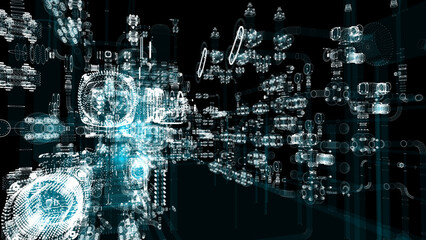 Poster - Particle hologram industrial equipment, valves, pipes and sensors