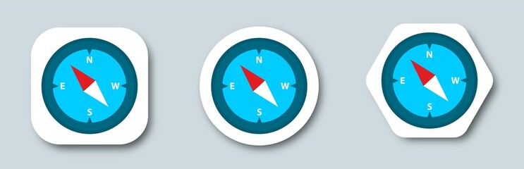 Poster - Set of vector compass icons. Discovery compass or navigational compass icon for apps and website.
