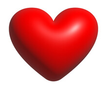 3D Red Heart Shape, Icon Heart, Love And Like Buttons For Emoji