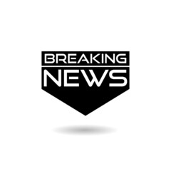 Wall Mural - Breaking news icon with shadow 