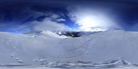 Wall Mural - Winter in the European Mountains HDRI Panorama