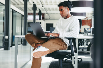 Focused programmer working on a new code