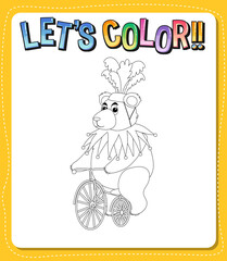 Worksheets template with let’s color!! text and bear outline