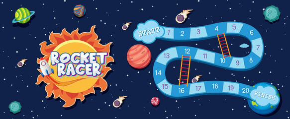 Wall Mural - Game template with space theme background