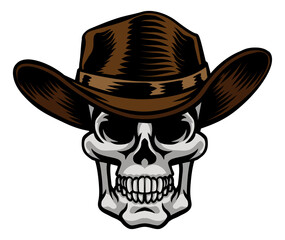 Poster - Skull Cowboy Hat Grim Reaper Cartoon