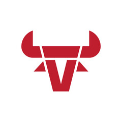 Poster - modern letter V bull logo design