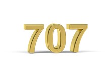 Golden 3d Number 707 - Year 707 Isolated On White Background - 3d Render