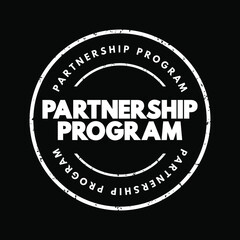 Poster - Partnership Program - business strategy vendors use to encourage channel partners, text concept stamp