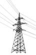 Electricity Power Lines Silhouette on White. Technology and energy consumption topic vector