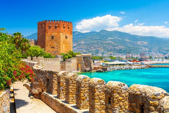 the harbor of alanya on a beautiful summer day. turkey