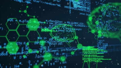Poster - Animation of computer and scientific data processing on black background
