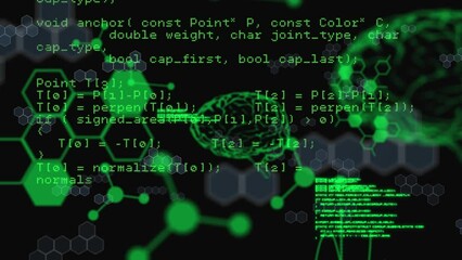 Poster - Animation of computer and scientific data processing on black background