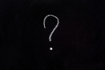 Have question symbol on school board. Blackboard drawing question mark icon chalkboard background. Chalk board writing question sign writing board black. Find answers who, what, where, when, why, how