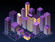 © Andrii - Night city view from above isometric illustration