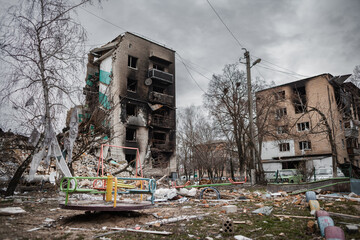 destroyed house in borodianka