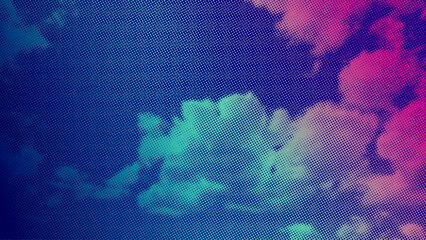 Poster - background clouds with halftone effect. Abstract texture. Vivid colors. Vector background.