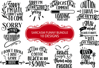 Sarcasm Funny Quotes Bundle Vector Illustration vol 2